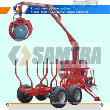 log loading trailer with hydraulic crane